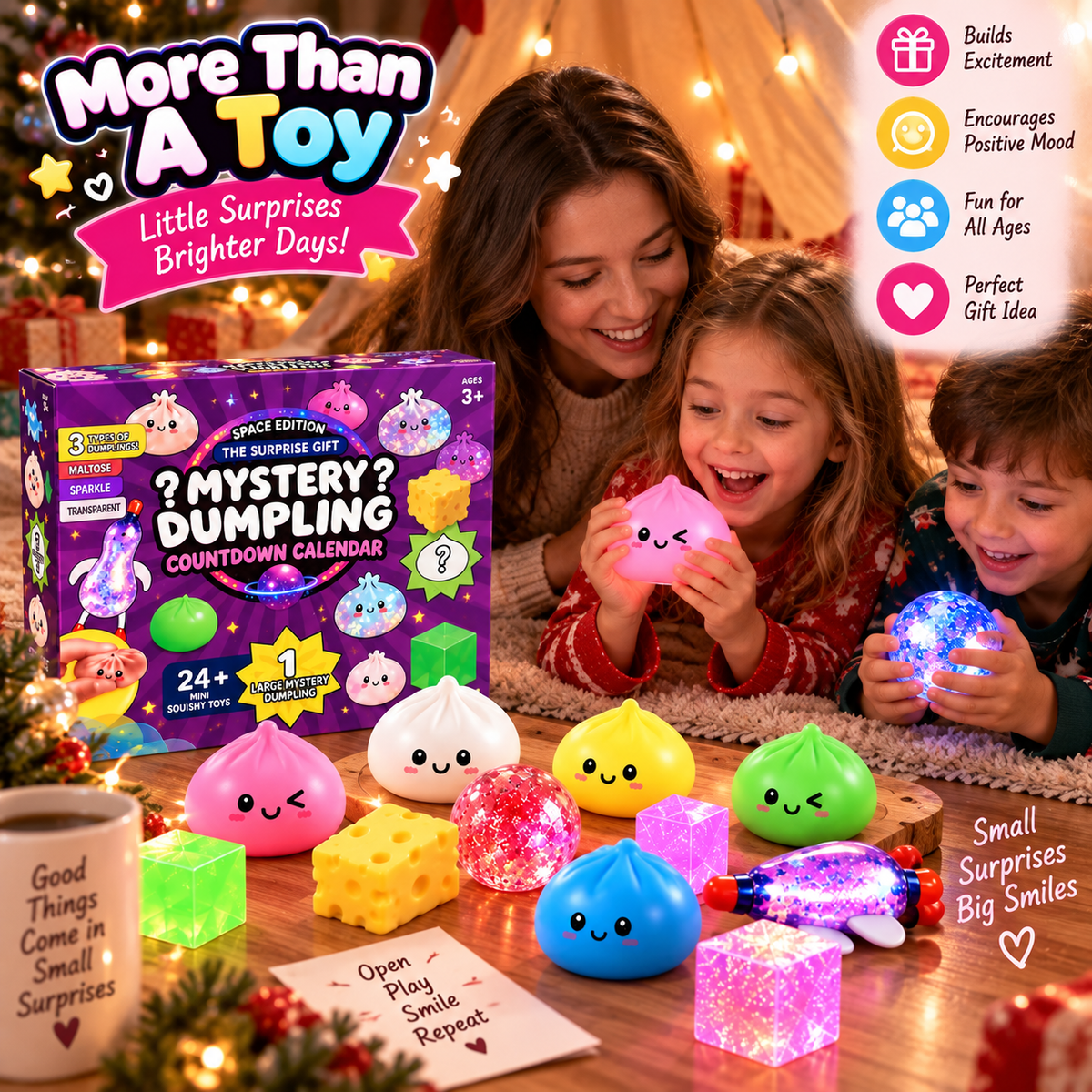 Mystery Dumpling 2026 Space Edition-24 Mini Squishy Surprises + 1 BIG Mystery Dumpling Countdown Calendar