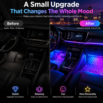 🚗USB Recharge RGB Car Footwell Ambient Light Kit – Music Sync & Remote Control