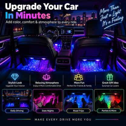 🚗USB Recharge RGB Car Footwell Ambient Light Kit – Music Sync & Remote Control