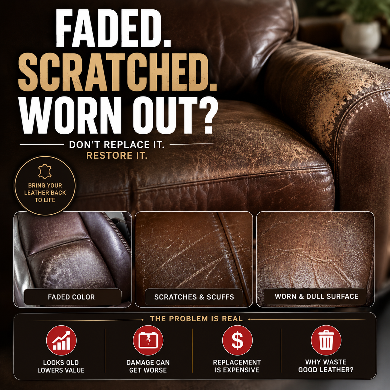 💞 Leather Repair Paste – Fills scratches & scuffs, restores texture