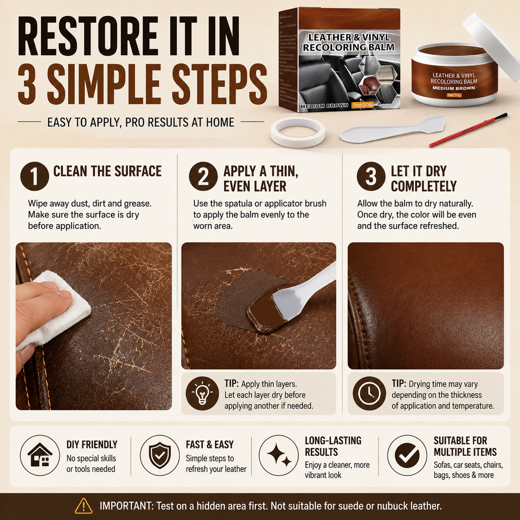 💞 Leather Repair Paste – Fills scratches & scuffs, restores texture