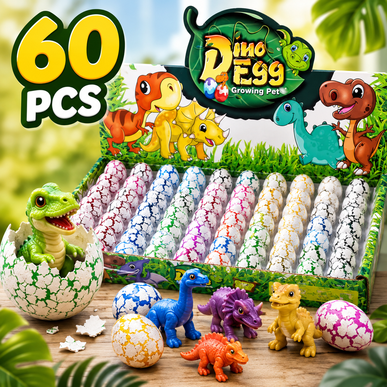 60PCS Hatching Dinosaur Eggs – Water Growing Dino Toy Set