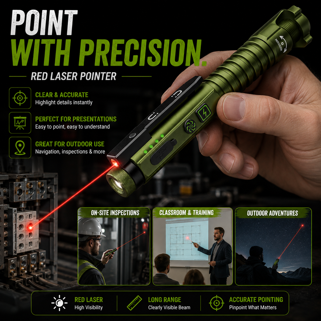 🚨11-in-1 Rechargeable EDC Flashlight – 800LM Magnetic Work Light with Laser