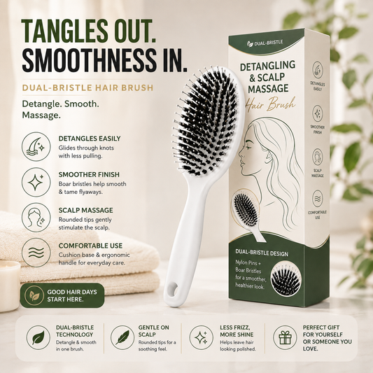 ✨ Dual-Bristle Detangling & Scalp Massage Hair Brush