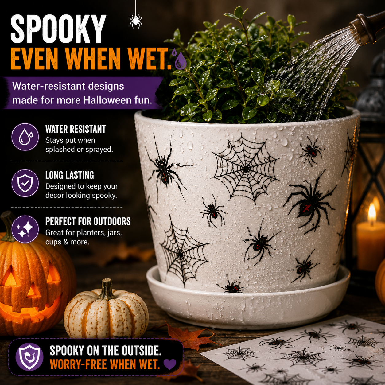 🕷️ 30 PCS Halloween Spider & Web Transfer Stickers – Make Everything Spookier
