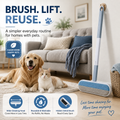 🐾 Long-Handle Reusable Pet Hair Remover - Sofa, Carpet & Bedding Brush