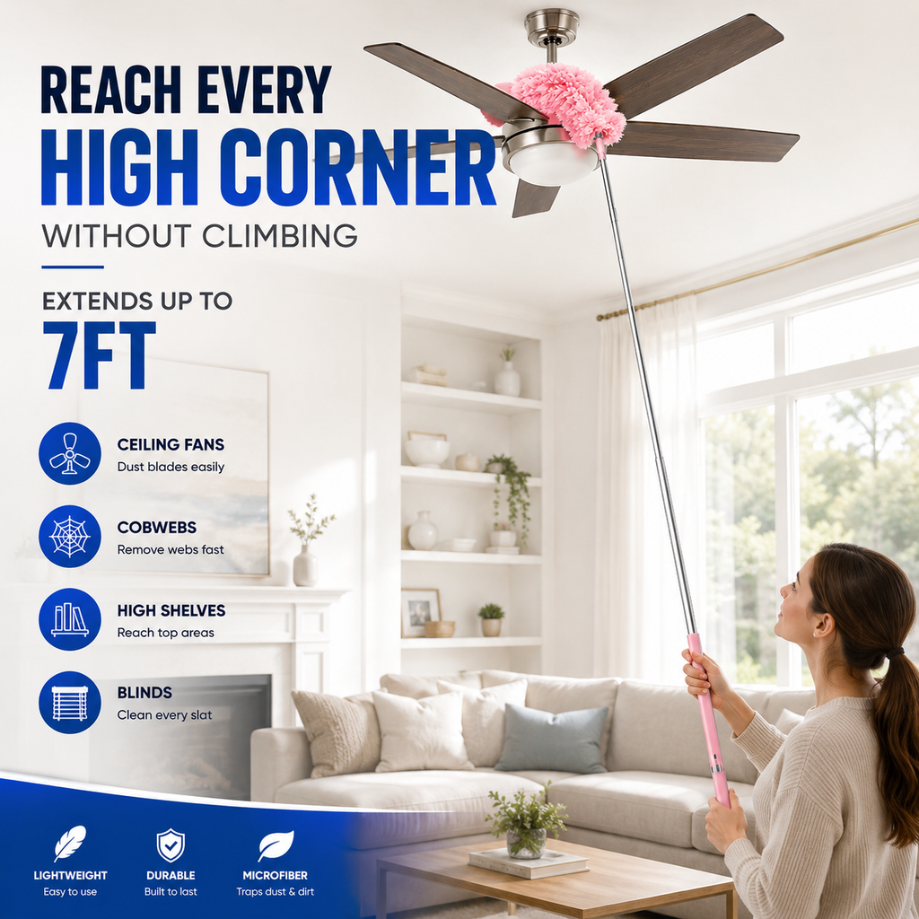 🌞7FT Extendable Microfiber Duster with Washable Flexible Head