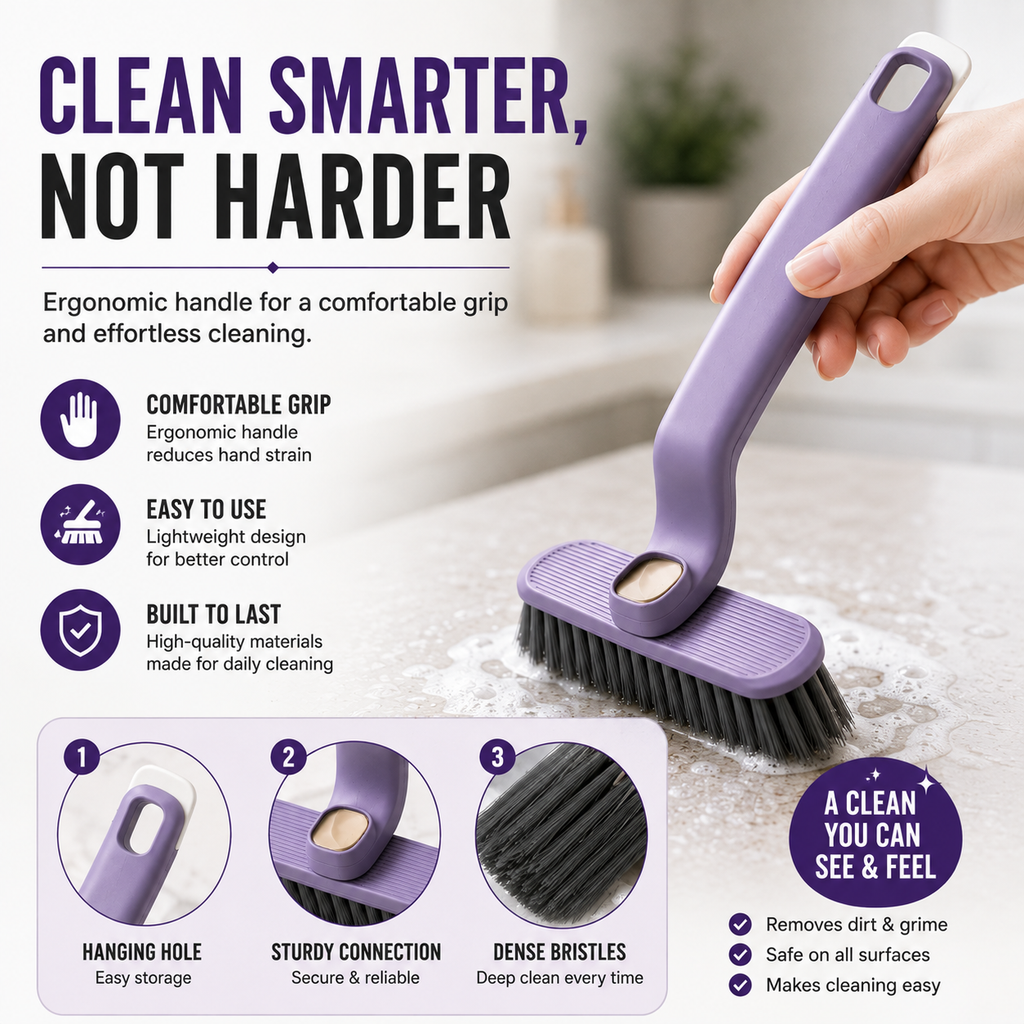 🔥3-in-1 Rotating Crevice Cleaning Brush – Deep Gap, Hair & Grime Cleaning Tool