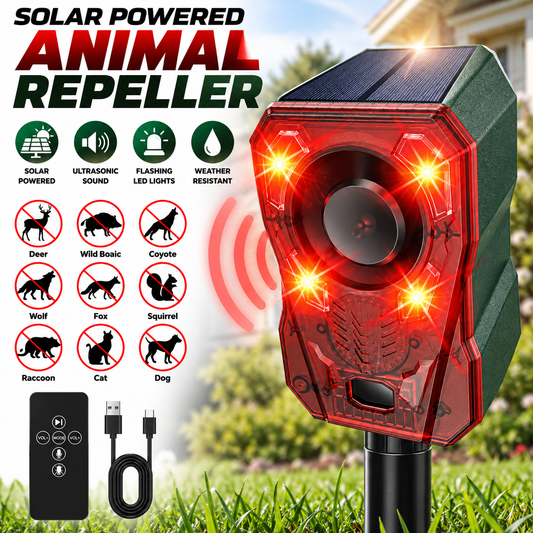 🚨Outdoor Solar-Powered Animal Repeller - 2000mAh USB Rechargeable, Motion Sensor Lights