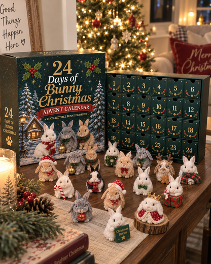🐇 2026 Christmas Bunny Advent Calendar | 24 Collectible Mini Bunny Figurines, Christmas Countdown Gift for Kids & Bunny Lovers