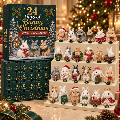 🐇 2026 Christmas Bunny Advent Calendar | 24 Collectible Mini Bunny Figurines, Christmas Countdown Gift for Kids & Bunny Lovers