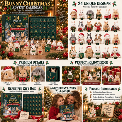 🐇 2026 Christmas Bunny Advent Calendar | 24 Collectible Mini Bunny Figurines, Christmas Countdown Gift for Kids & Bunny Lovers
