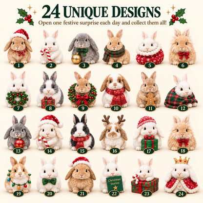🐇 2026 Christmas Bunny Advent Calendar | 24 Collectible Mini Bunny Figurines, Christmas Countdown Gift for Kids & Bunny Lovers