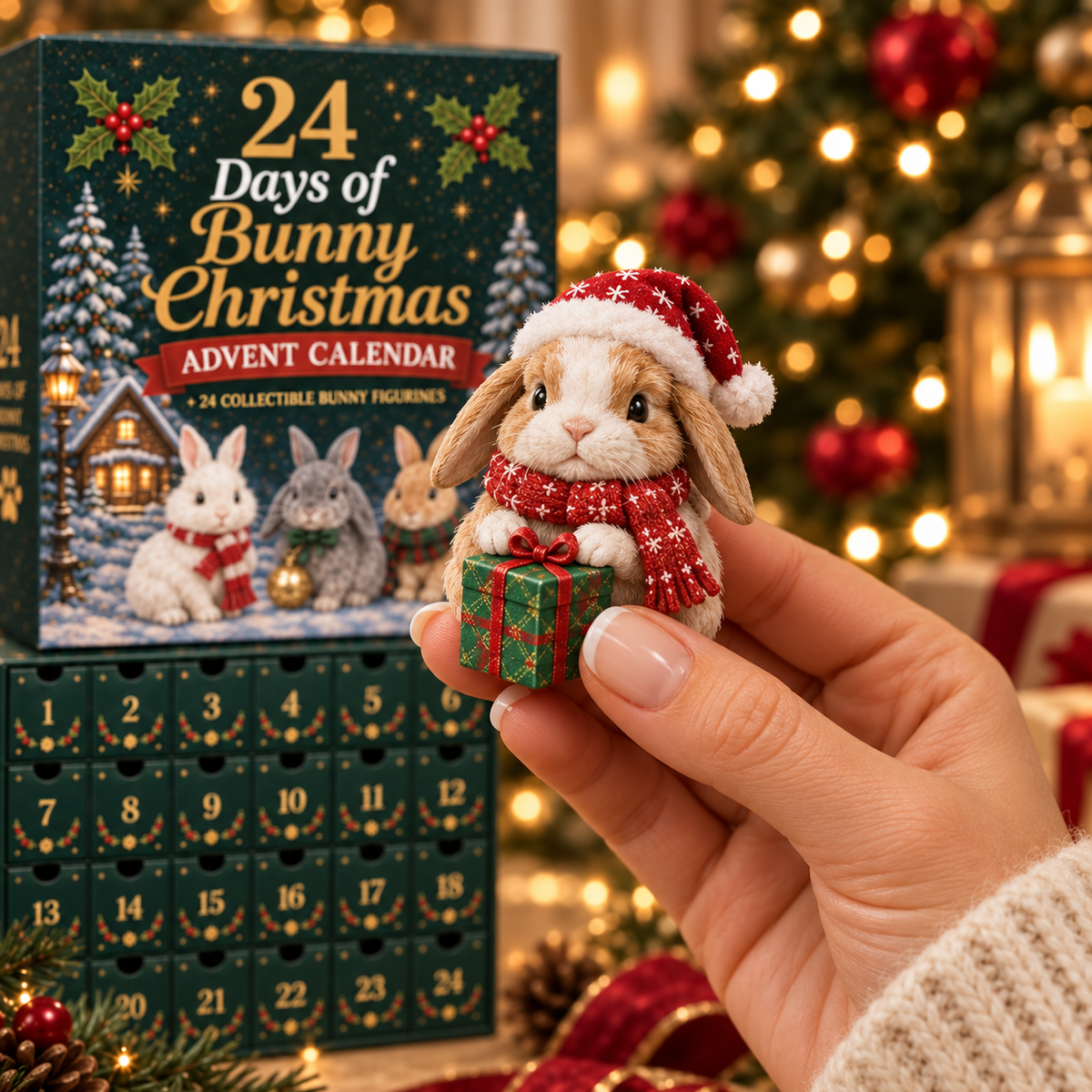 🐇 2026 Christmas Bunny Advent Calendar | 24 Collectible Mini Bunny Figurines, Christmas Countdown Gift for Kids & Bunny Lovers