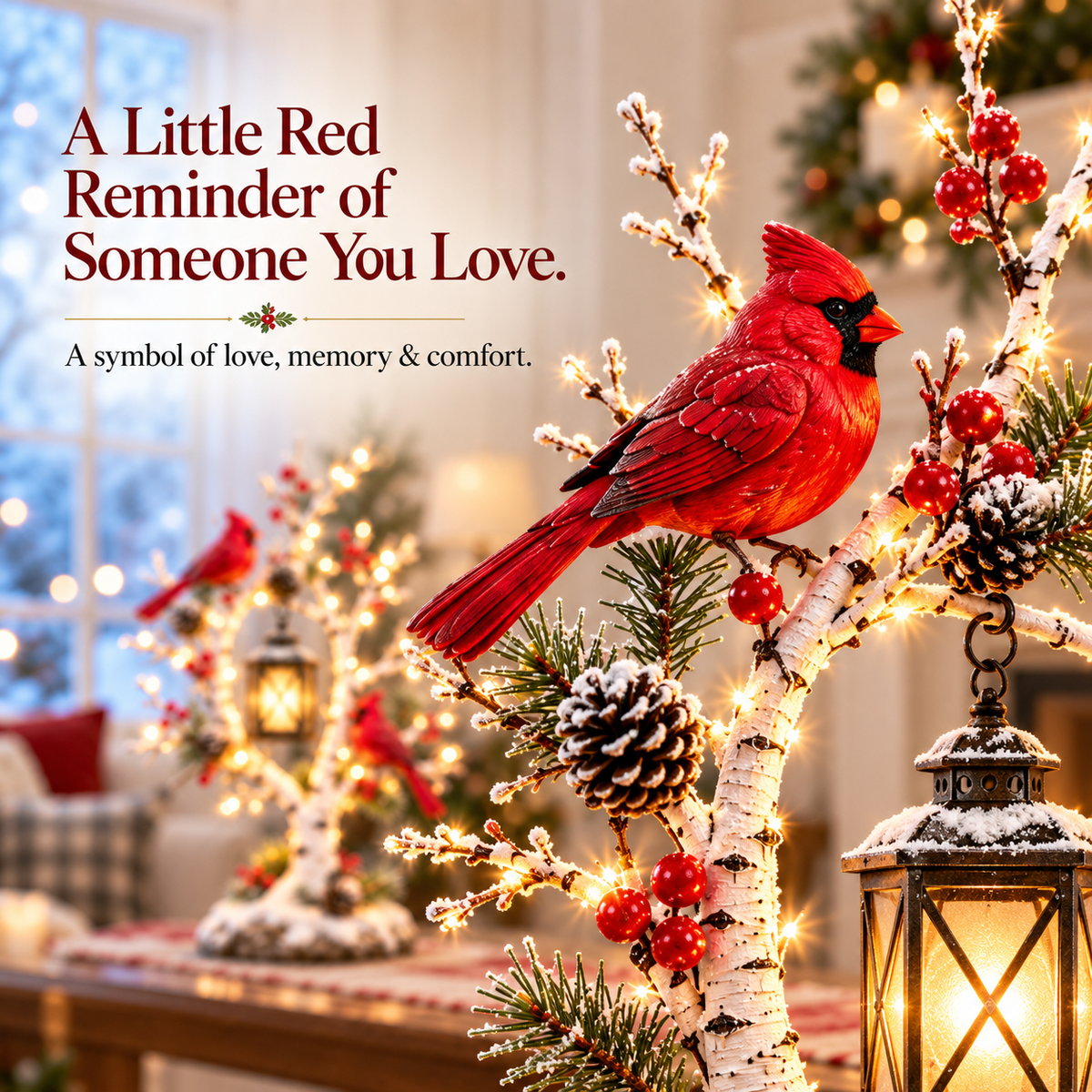 ❤️🏮 50% OFF-Cardinal Winter Lantern Tree – Snowy Lighted Home Décor
