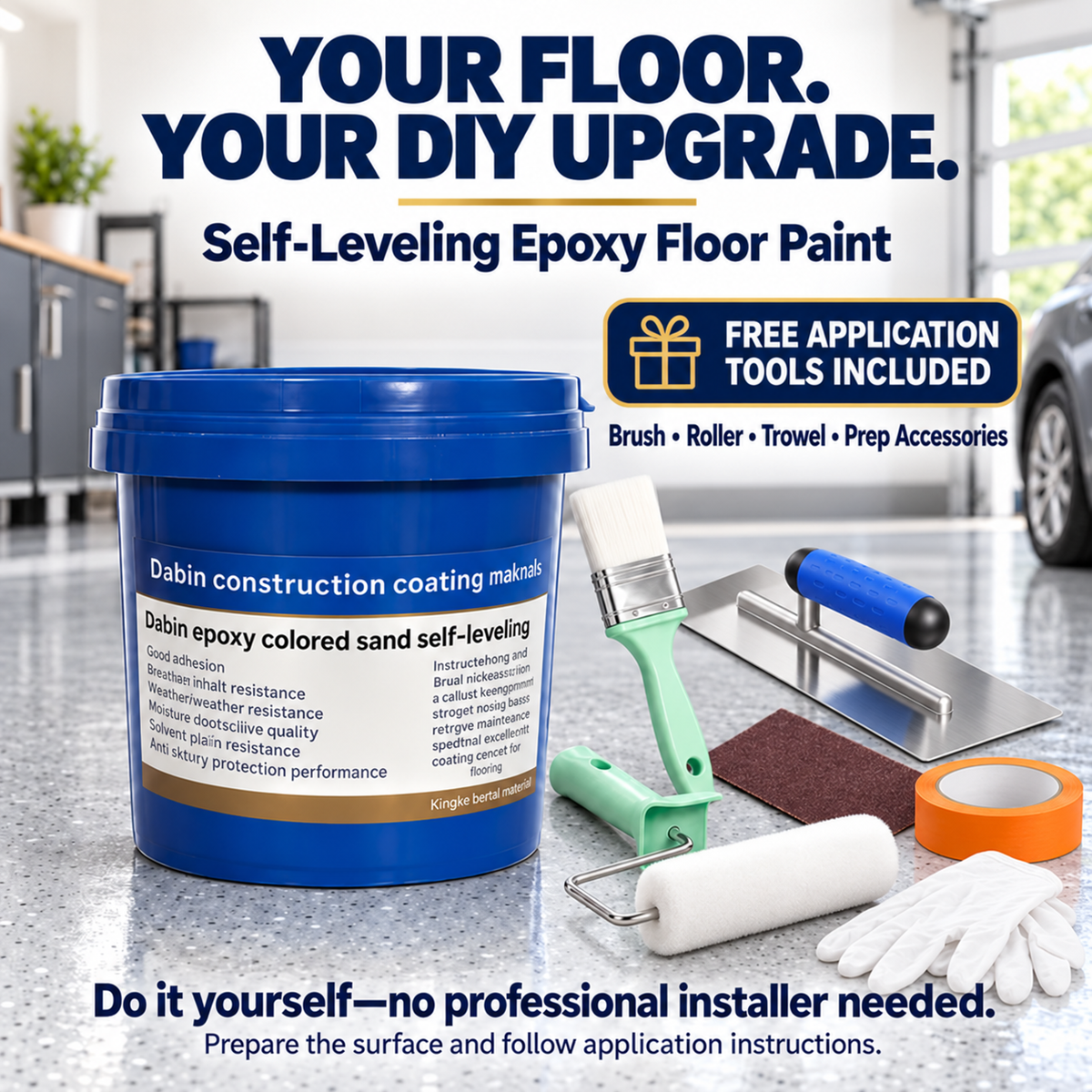 ✨ High-Gloss Self-Leveling Epoxy Floor Coating – Transform Garages, Basements, Courtyard & Workshops