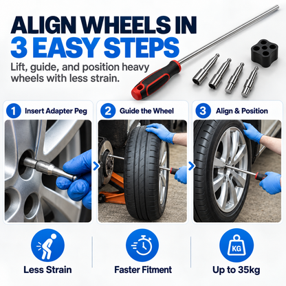 🚗Stop Wrestling Heavy Wheels – Wheel Fitting & Hub Positioning Tool