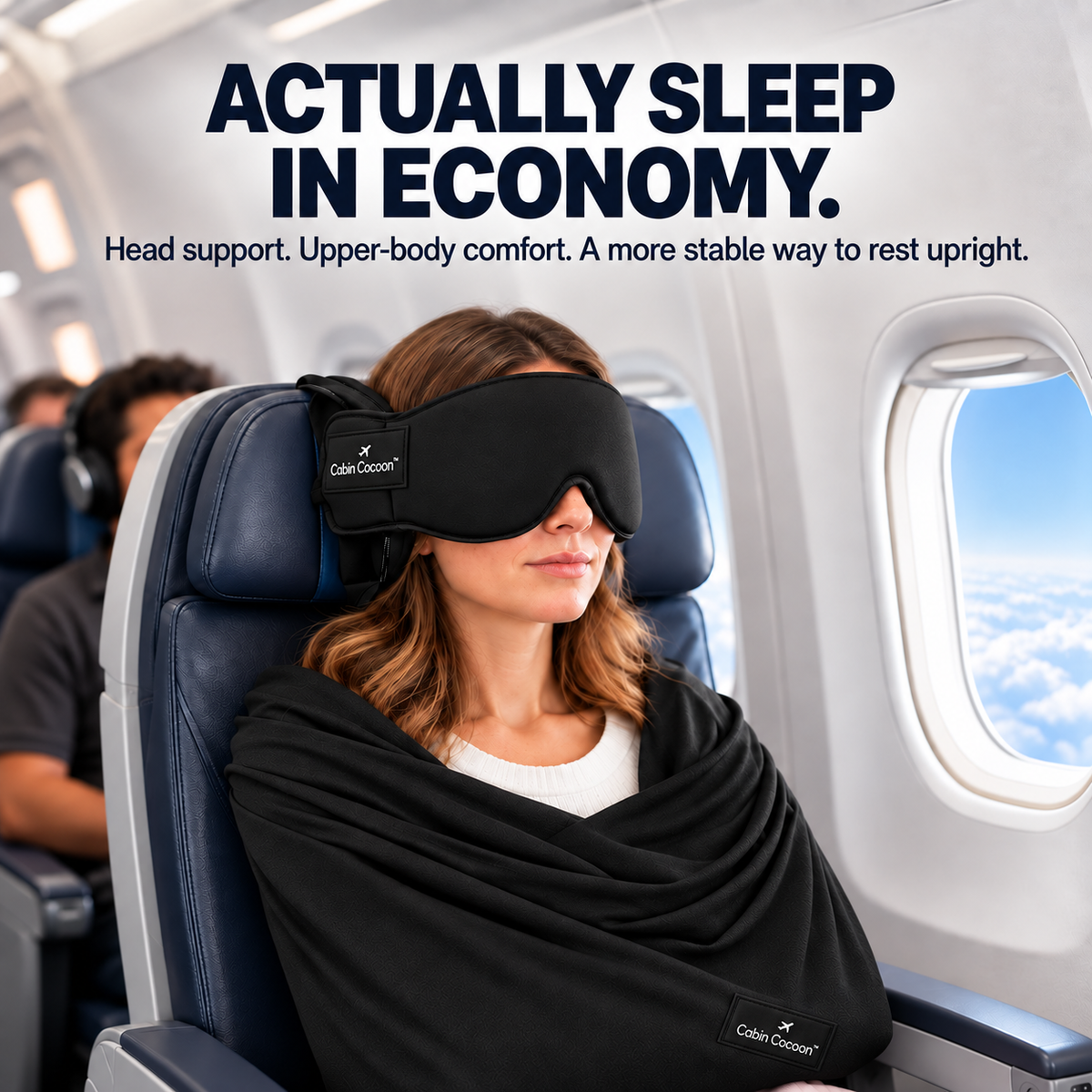 ✈️ 3-in-1 Airplane Sleep Support – No More Head Bobbing 😴 Stay Comfortable on Long Flights