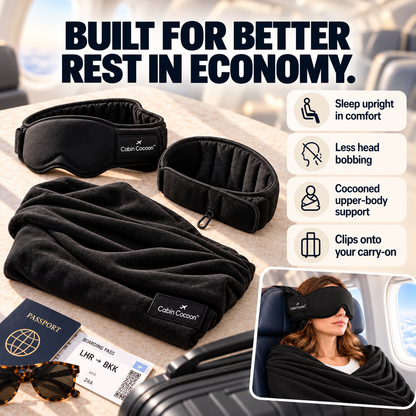 ✈️ 3-in-1 Airplane Sleep Support – No More Head Bobbing 😴 Stay Comfortable on Long Flights