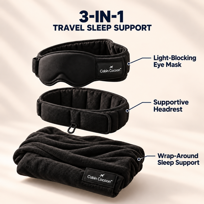 ✈️ 3-in-1 Airplane Sleep Support – No More Head Bobbing 😴 Stay Comfortable on Long Flights
