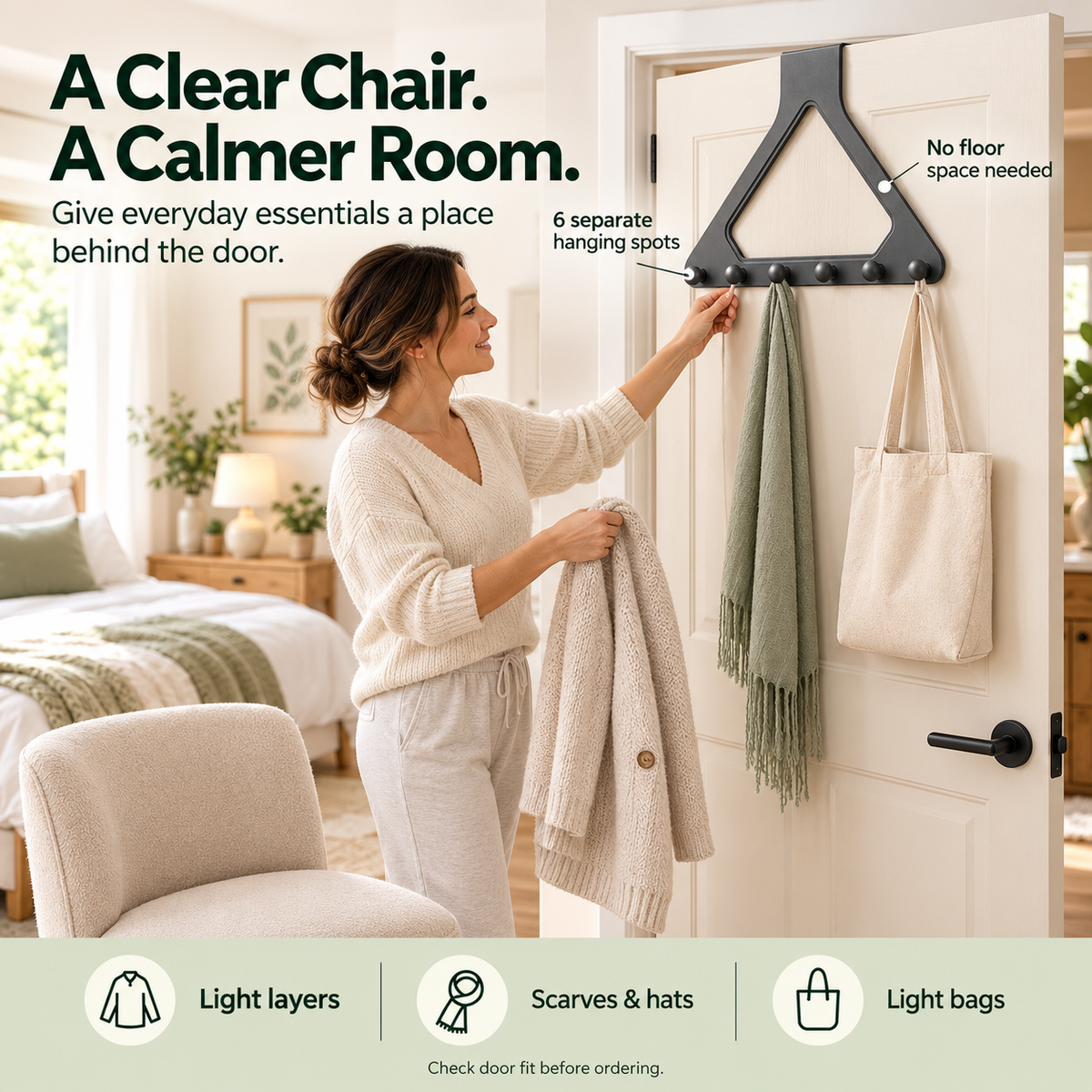 6-Hook Over-the-Door Organizer – No-Drill Space-Saving Hanging Rack ✨