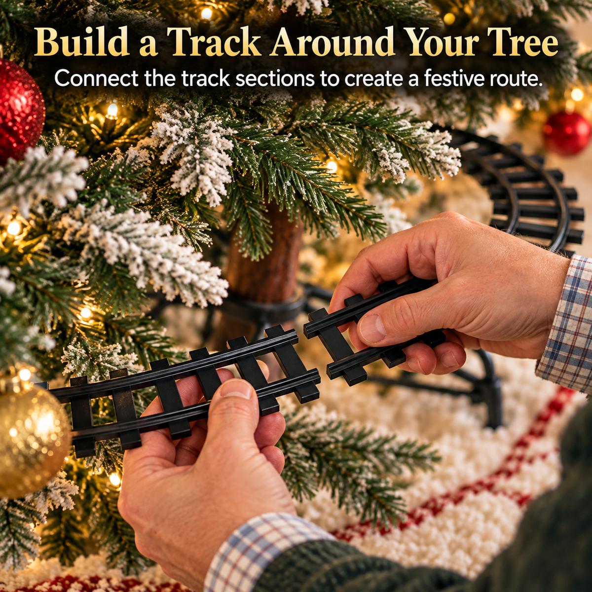 🌲🚆Christmas Tree Train Set with Moving Locomotive & Customizable Track