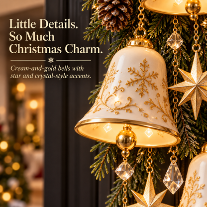 Golden Bell Blessing Cascade™ – Illuminated Christmas Door Decoration
