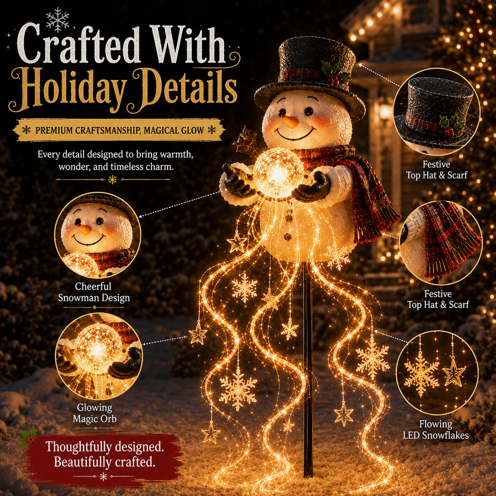 SPECIAL OFFER 50%OFF⛄ Solar Snowman Magic Fountain Light – Flowing Snowflake Christmas Yard Decor