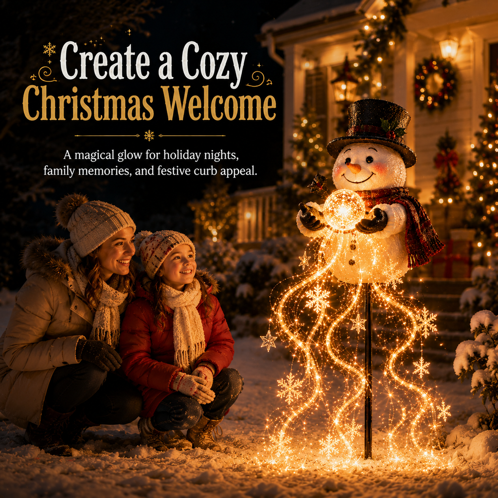 SPECIAL OFFER 50%OFF⛄ Solar Snowman Magic Fountain Light – Flowing Snowflake Christmas Yard Decor