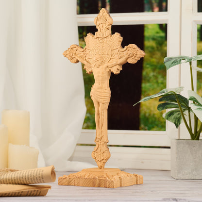 St. Benedict Exorcism Cross wood carved - Bless you and your family