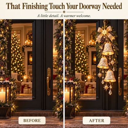 Golden Bell Blessing Cascade™ – Illuminated Christmas Door Decoration