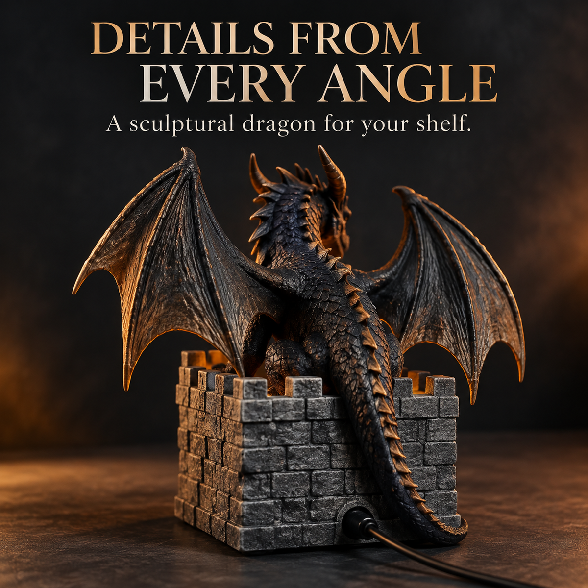 🐉🔥Flame Mist Diffuser – Gothic Castle Decor, Glowing Ember Mist & Fantasy Bookshelf Display