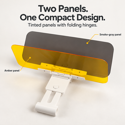 Clip-On Car Sun Visor Extender – Adjustable Fit & Fold-Away Tinted Panels