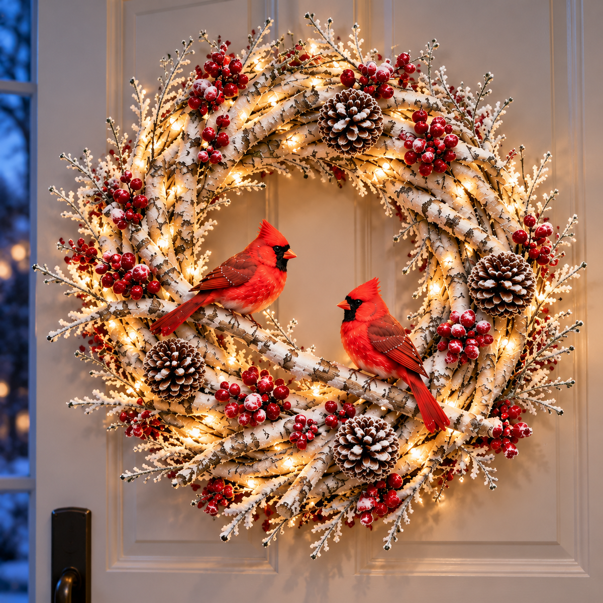 🎄🐦 Cardinal Winter Glow™ | Lighted Christmas Wreath
