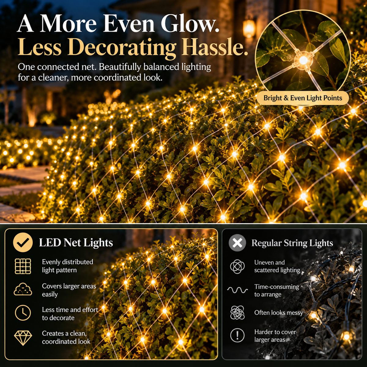 Outdoor Solar Power LED Net Lights – IP65 Waterproof Garden Lights for Magical Outdoor Décor