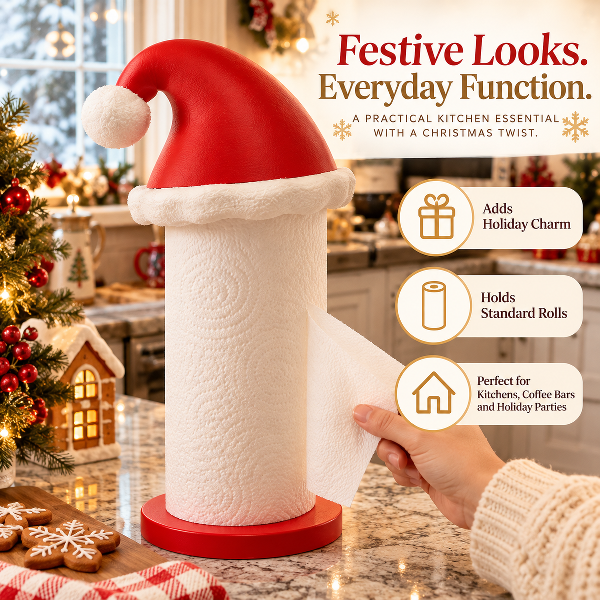 🎅 Santa Hat Paper Towel Holder