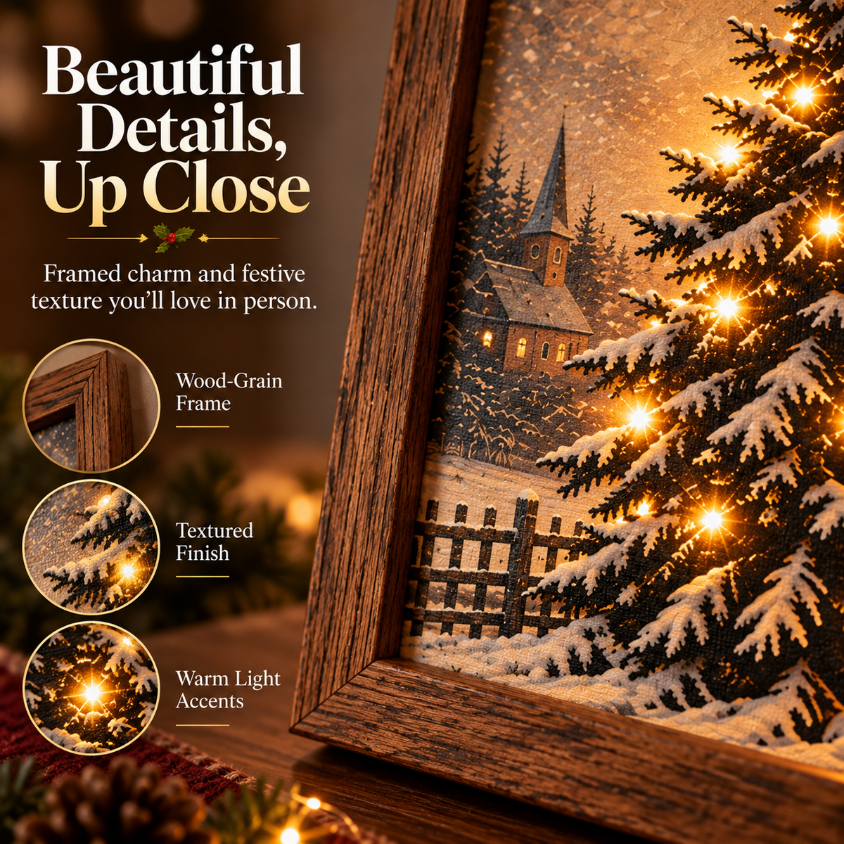 🎄✨ Light-Up Christmas Tree Framed Art – Bring a Cozy Holiday Glow to Your Home