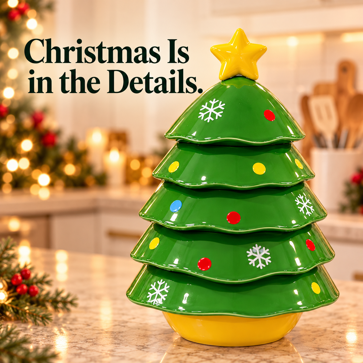 Christmas Tree Stackable Bowl Set | Holiday Snack Server