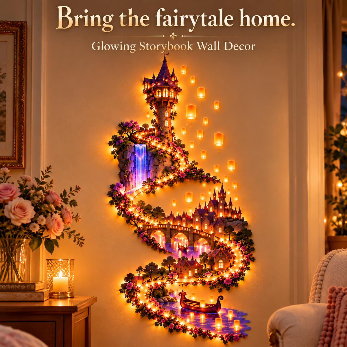 ✨ Illuminated Fairytale Wall Décor | Glowing Storybook Scene