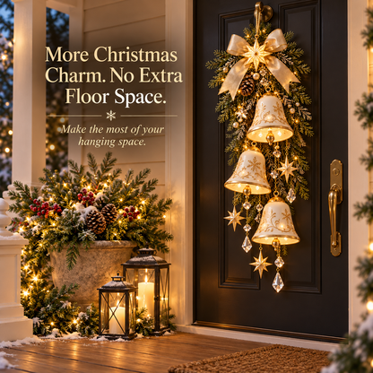Golden Bell Blessing Cascade™ – Illuminated Christmas Door Decoration