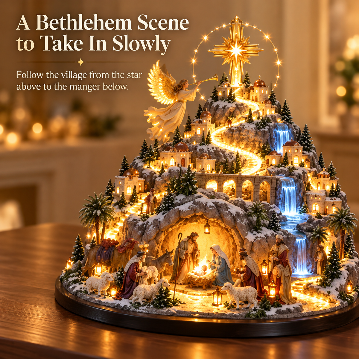 🌲⛪Lighted Nativity Scene Christmas Village – Bethlehem Manger Display