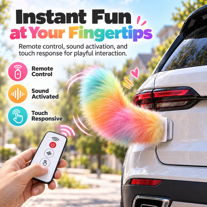 Interactive Wagging Car Tail – The Fun, Fluffy Tail That Brings Your Ride to Life! 🌈