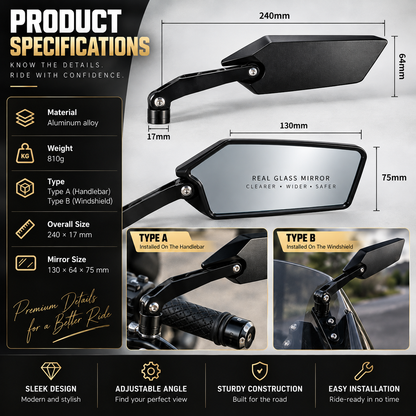 Rotating Adjustable Motorcycle Rearview Mirror