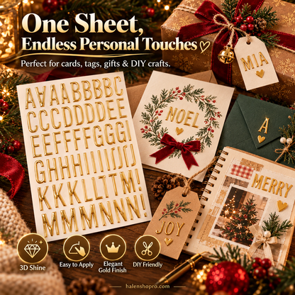3D Gold-Foiled Alphabet Bubble Stickers for DIY Projects