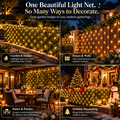 Outdoor Solar Power LED Net Lights – IP65 Waterproof Garden Lights for Magical Outdoor Décor