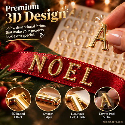 3D Gold-Foiled Alphabet Bubble Stickers for DIY Projects