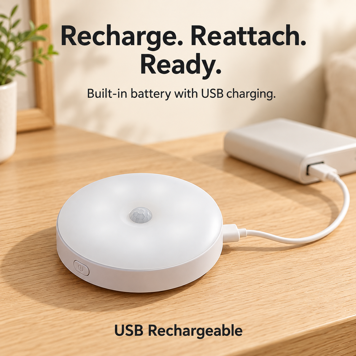 Rechargeable Motion Sensor Night Light – Magnetic Mount & 3 Light Colors