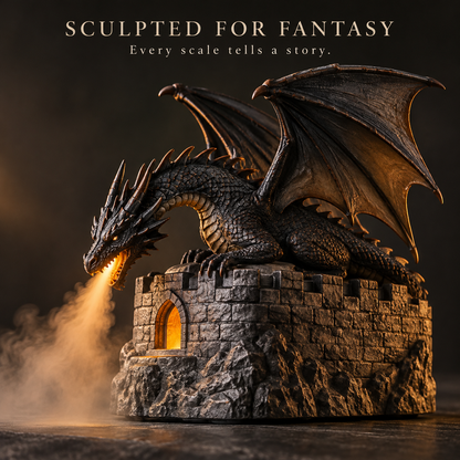 🐉🔥Flame Mist Diffuser – Gothic Castle Decor, Glowing Ember Mist & Fantasy Bookshelf Display