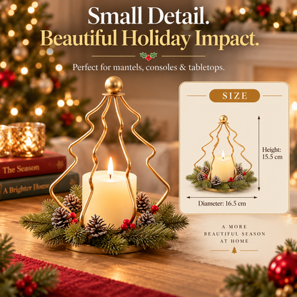 ✨Golden Christmas Tree Candle Holders（Set of 2）– Elegant Holiday Mantel & Table Décor 🎄