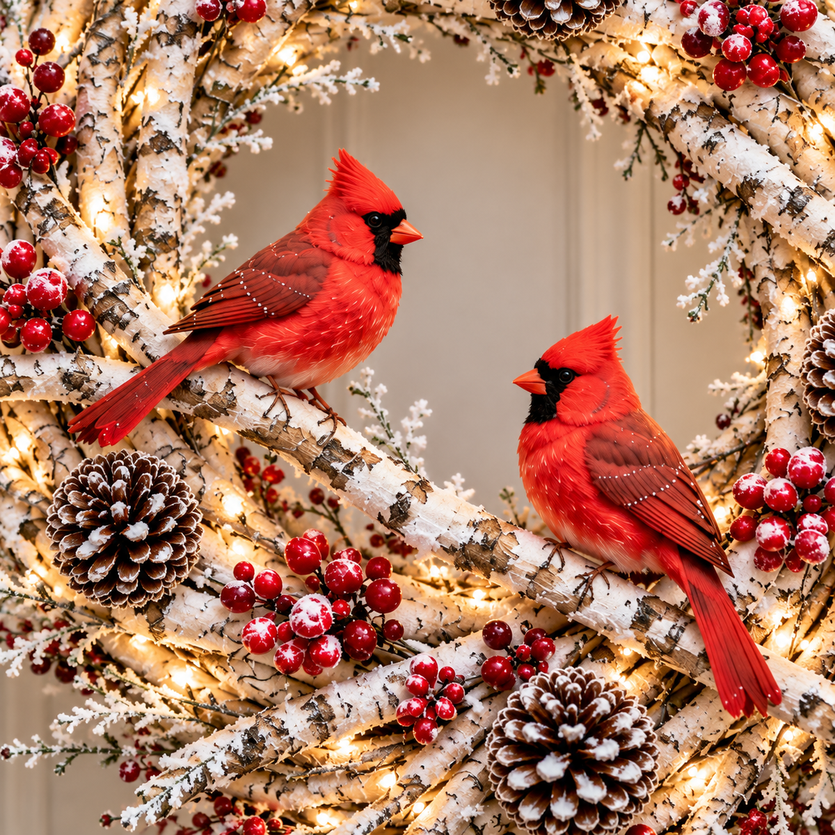 🎄🐦 Cardinal Winter Glow™ | Lighted Christmas Wreath